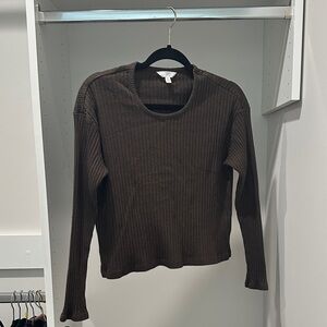 Time and Tru Chocolate Ribbed Top
